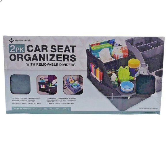 Member's Mark Car Seat Organizers w Removable Dividers & Cup Holders 2-PK NEW - Picture 2 of 10